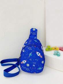1 pieza Mini bolsa de pecho cruzada, monedero, de cierre con cremallera, con lindos diseños de unicornio/sirena/dinosaurio/espacio, ideal para uso diario