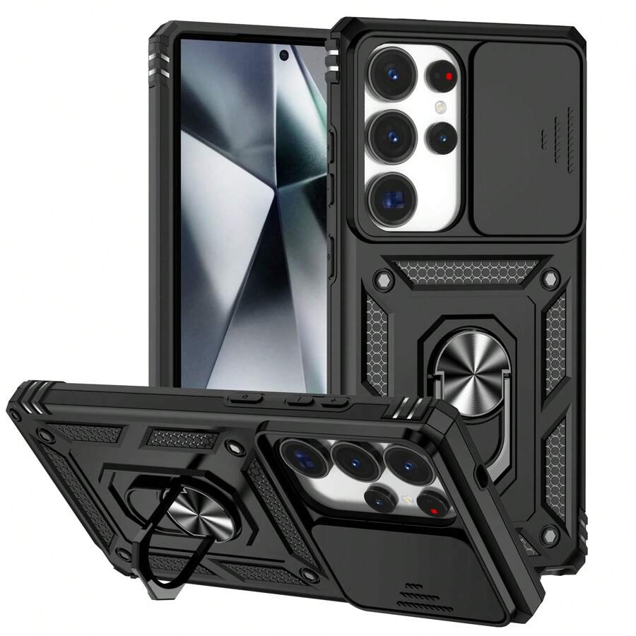 Military Push Window + Magnetic Adsorption + Stand, Multifunctional And Practical Minimalist Design Waterproof Shockproof Anti-Fall Scratch Resistant - Black - View 1