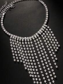 1pc Silver Rhinestone Tassel Anklet, Fashionable & Sexy Women Foot Chain - Silver - View 4