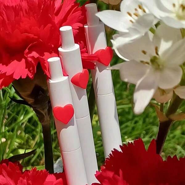 3 Pcs/Set Neutral Pens - 0.5mm Cute Neutral Pens, Heart Shaped Pens, School Supplies, Back To School
