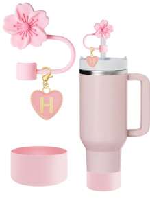 3 件/2 件/1 套心形和字母郁金香花吸管塞，硅胶郁金香花杯保护套带吸管塞，防摔防刮防滑可重复使用吸管套，适用于 10 毫米宽吸管，可爱字母装饰，适用于现代简约玻璃杯，母亲节礼物，返校用品 - 3pcs粉紅色 - 查看 32