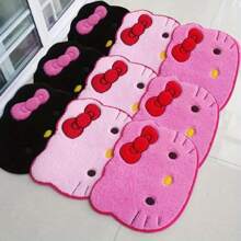 Sanrio 1pc Authorized Sanrio Hello Kitty Floor Mat - Soft, Modern Aesthetic Cat Rug With Cartoon Anime White Cat Face Design - Ideal For Living Room, Bedroom, Entryway Home Decor