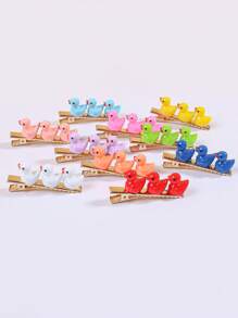 5/10 件彩色迷你鸭子设计发夹，可爱创意甜美个性化发饰，适合女性、生日派对、婚礼、节日 - 彩色 - 查看 4