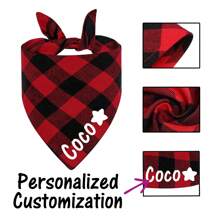 Personalized Dog Bandana, Different Patterns And Classic Plaid Designs, Party Scarf, Pet Drool Bib, Various Colors, Customizable Information Like Name,Christmas Gift Supplies - Multicolor - View 4