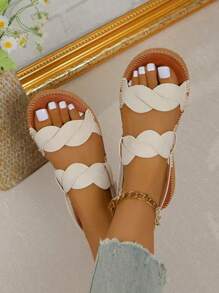 Women's Open Toe Sandals, 2025 Summer New Flat Soft Bottom Comfortable Versatile Beach Sandals - White - View 5