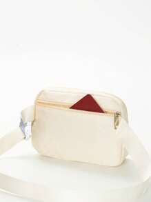 Túi đeo hông/đeo chéo thể thao bằng nylon, đựng vừa điện thoại, thích hợp cho chạy bộ, leo núi, đạp xe, tập thể dục, thiết kế tối giản thời trang, unisex, phù hợp cho học sinh, sinh viên. - Màu be - Xem 5