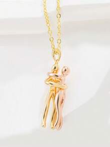1pc Fashion New Creative Couple Hug Pendant, Copper Plated 18K Gold Jewelry Combination Can Be Detachable Personalized Hug Pendant Necklace, Suitable For Daily Casual Wear, Holiday Gifts