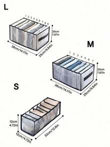 1/3pcs Large Wardrobe Clothes Divider Storage Box, 7-Grid Closet Organizer Box, Washable Drawer Organizer Box, Underwear Folding Storage Bag (Please Carefully Check The Size Before Ordering.) Sunny Travel, Cool - White - View 3