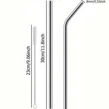 3/5/10pcs Reusable 8mm Stainless Steel Straws With Cleaning Brush - Extra Long 30cm Polished Metal Drinking Straws, Suitable For 30/40oz Cups - Perfect For Halloween, Christmas, Easter, Thanksgiving