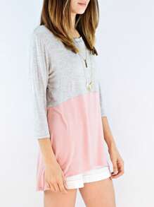Black White Pink Mint Color Block 3/4 Sleeve Top Shirt Blouse | S-3X - H.格雷 - 查看 3