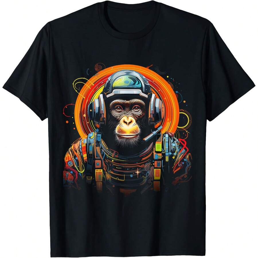 Monkey Colorful Animal Motif Art Monkey T-Shirt