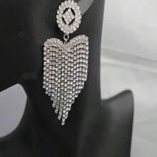 1 Piece Tassel Artificial Rhinestone Pendant Earrings, Luxury Rhinestone Chain Tassel Earrings, Stylish And Elegant Long Earrings, Suitable For Women's Daily Wear, Parties, Gifts And Festive Occasions New Coming Jewelry Collection