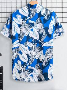 Hawaiian Shirt Men Floral Printed Button Up Short Sleeve Shirts, Summer Blue , For Vacation, For Boyfriend Gift - Multicolor - View 4