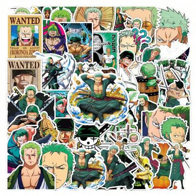 ONE PIECE 50 peças adesivos legais de anime Roronoa Zoro de uma peça faça você mesmo skate guitarra mala freezer motocicleta grafite brinquedo desenho animado decalques