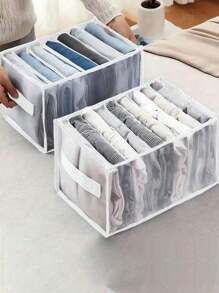 1/3pcs Large Wardrobe Clothes Divider Storage Box, 7-Grid Closet Organizer Box, Washable Drawer Organizer Box, Underwear Folding Storage Bag (Please Carefully Check The Size Before Ordering.) Sunny Travel, Cool - White - View 4