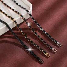 1 件女士奢华方晶锆石手链，独特设计，优雅配饰 - 銀色 - 查看 7