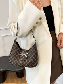 2025春季新款时尚休闲百搭单肩斜挎包，别致轻盈奢华小众设计女士腋下包 - 棕色 - 查看 4