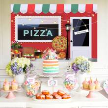 1PC Cooking Pizza Shop Theme Party Decoration Background -82.7 * 59.1/59.1 * 39.4/39.4 * 29.5in, Pizza Cafe Shop Photography Background Newborn Shower Cake Table Banner Photo Booth Props