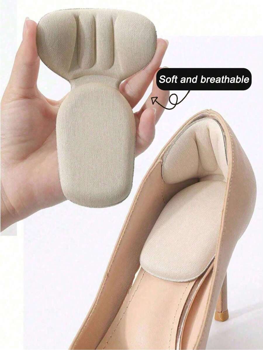 QKC Protetores de Calcanhar, Almofadas de Calcanhar para Sapatos Grandes Masculinos e Femininos, Enchimento para Melhorar o Ajuste e o Conforto do Sapato, Evitar Escorregamento e Bolhas no Calcanhar - Bege - Visão 1