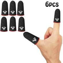 6 Pcs Mobile Phone Gaming Finger Sleeves, Finger Sleeves Compatible With All Touchscreen Devices, Superconducting Nanofibers, Smooth Feel, Anti-Sweat, Extremely Thin, Red Edge
