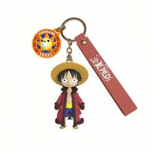 ONE PIECE 2 款正版海贼王公仔 PVC 玩偶钥匙扣吊坠蒙奇·D·托尼托尼·乔巴可爱包包挂件配饰周边礼物海盗王卡哇伊动漫公仔模型玩具 6-8 厘米/2.36-3.15 英寸