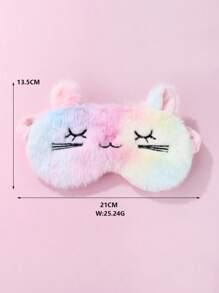 1 miếng mặt nạ ngủ bằng vải polyester màu cầu vồng thiết kế hình mèo dễ thương thêu màu đen cho bé gái, thích hợp sử dụng hàng ngày - Nhiều màu - Xem 3