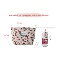 1 pezzo Borsetta per trucco, bella con motivo floreale a rose, portapennelli, porta cancelleria, pochette multifunzionale con zip, borsetta cosmetica portatile, porta medicinali, salviette e tessere, confezione regalo, borsa da toilette, custodia per cosmetici da donna, per contenere rossetti, pennelli da trucco, prodotti per la cura della pelle, telefono cellulare, monete, piccoli articoli, per uso domestico, da viaggio, per vacanze e scuola, per spiaggia, bagno, camera da letto, grande capacità