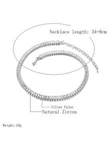 1pc Luxury Geometric Square Choker Necklace, Jewelry For Women, Summer Bohemian Necklaces - Silver - View 9