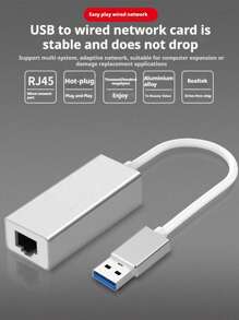 Adaptador de USB a Ethernet, Convertidor de red LAN Gigabit RJ45, Adaptador de Ethernet USB 3.0 a Tipo-C, Extensor de banda ancha alámbrica, Expansión de red de puertos múltiples para portátil y oficina - Puerto USB a Ethernet (100M) - Ver 1