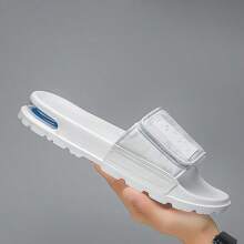 Men's Outdoor Slide Sandals, Anti-Slip Thick Sole Comfortable Casual Sports Slippers, Air Cushion,Hook And Loop Strap, Beach Shoes, Plus Size - White - View 4