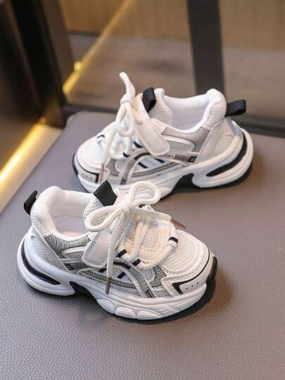 1 par de zapatos deportivos para niños, zapatos para bebé con diseño de malla transpirable de moda coreana, suela blanda antideslizante, transpirable y cómoda, con diseño de conveniente