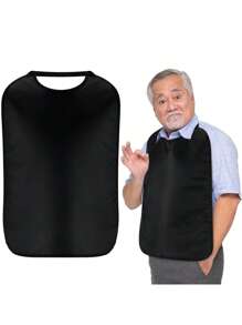 1pc Polyester Single Layer Waterproof Bib With Halter, Crumb Catcher, Machine Washable, Protective Clothing For Adults, Elderly, And Disabled Dinning