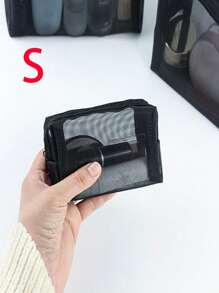 1/3 Pieces Transparent Mesh Makeup Bag, Toiletries Makeup Bag, Portable Zipper Makeup Bag, Large Capacity Portable Travel Makeup Bag, Professional Makeup Bag, Travel Makeup Bag, Multifunctional Coin Wallet, Toiletries Bag, Skincare Bag