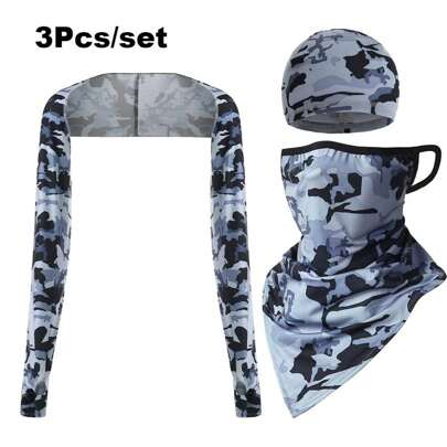 3 sztuki/zestaw chroniący przed słońcem trójkątny szalik na uszy, maska, czapka, szal sportowy na zewnątrz, rękawy, zestaw rękawów