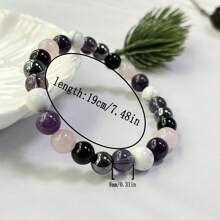 8mm Natural Stone Bead Bracelet, Including Amethyst, Obsidian, Hematite, Rose Quartz, Lepidolite, Handmade Beads, Vintage Boho Style, Calm Mind & Communication, Relieve Anxiety, Magnificent Crystal Holiday Gift
