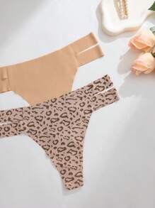 Set de 5 bragas tipo tanga de leopardo con estampado sexy, transpirables y cómodas para fitness y deportes