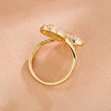 1pc Fashionable Creative Open Ring For Women, Inlaid Synthetic Cubic Zirconia, Suitable For Dates/Parties, A Classic & Versatile Accessory
