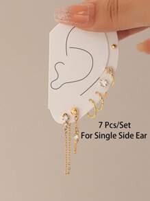 Cooper 锆石耳环套装 7 件装 女式简约耳环，叠戴式耳环