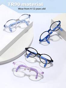 1pc Kids Oval-Shaped Eyeglasses, Cute School Style With Flexible Temples, Comfortable Wear For Boys & Girls - Blue Light Blocking Glasses - View 1