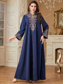 Abito ampio e lungo in stile arabo, ricamato, elegante e lussuoso per donne musulmane