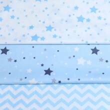 3 Pcs/Lot Cartoon Starry Sky Cloud Star Series Twill Fabric Five Pointed Star Crown Design Printed Cloth Geometric Stripe/Wave Pattern Design DIY Handmade Cloth Head Quilting Patchwork Cloth Group Pillow Cover Cloth Block Sewing Scrapbooking Cloth Tecidos Calico