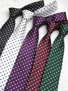 1pc Polka Dot Casual Polyester Clip-On Necktie, Versatile For Dress-Up & Everyday Wear, Unisex Men Necktie - Multicolor - View 1