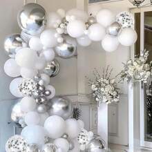 24 件/套 10 英寸优雅白色、金属银色和闪亮银箔气球，适用于婚礼装饰、生日派对装饰、房间装饰、单身派对和其他活动 - 銀白色 - 查看 3
