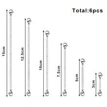 3/6/12 件项链延长器,不锈钢项链延长器,适用于项链,6/10/15cm-3/5/7.5/10/12.5/15cm 精致项链延长链套装,适合女士珠宝制作 - 延長鏈 - 查看 14