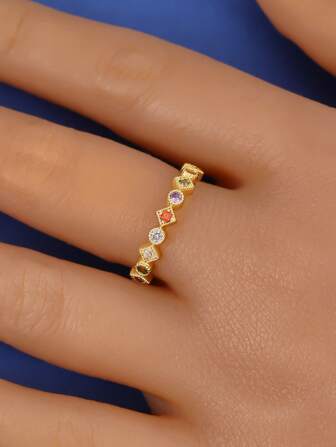 1 件奢华优雅的多色开口戒指，适合女性日常佩戴