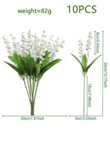 1PC/10PCS Artificial Lily Bouquet Plastic Artificial Flower Green Plant Stem Wedding Bride White Bouquet Used For Garden Room Desktop Vase Home Decoration Gifts Birthday Graduation