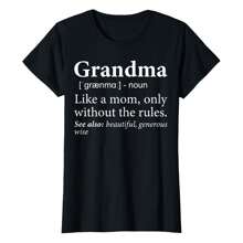 Funny Grandma Definition Grandmother Grandparents T-Shirt Women's Plus Size Graphic Tee - Black - View 1