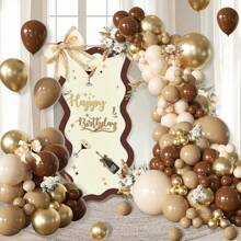 25pcs/132pcs 5/10/18inch Brown Ivory White Metallic Gold Latex Balloon Garland Arch Kit For Martini Party Birthday Wedding Babyshower Bridal Shower Party Supplies