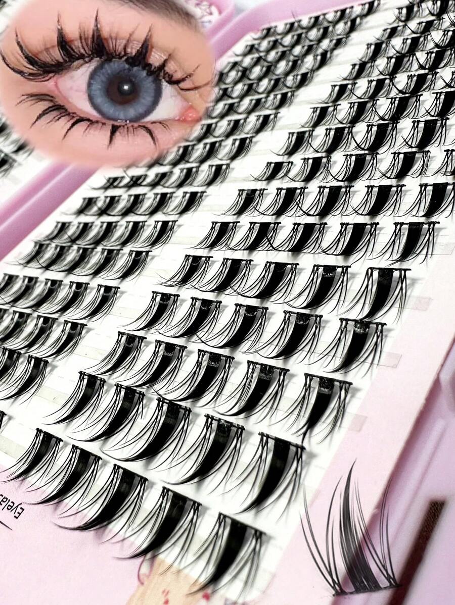 Wholesale 320/100pcs Manga Lash Clusters Fairy Natural Cluster Eyelash Extension Spiky Wispy Cluster Lashes Anime Individual Lashes C Curl 10-14mm Ultra- Band DIY At Home - 黑色 - 查看 1