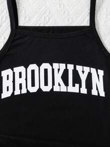 2pcs/Set Girls Tie Dye Vest & Letter Print Camisole Romper Set, Fashionable Spring/Summer